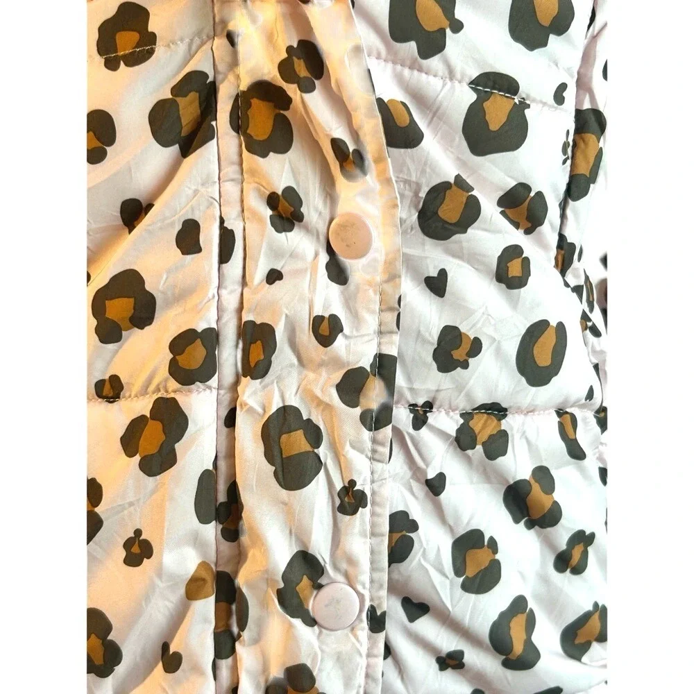 Girls Pink‎ Leopard Amazon Essentials Puffer Coat Hooded Winter Warm Size Small